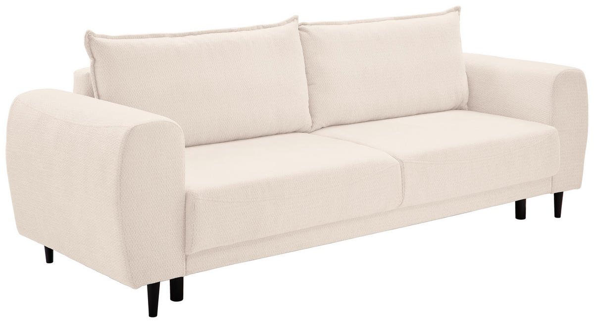 SCHLAFSOFA in Chenille Creme  - Creme/Schwarz, Konventionell, Holz/Textil (245/85/92cm) - Livetastic