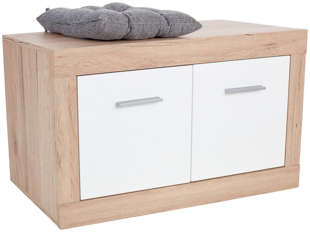 GARDEROBNA KLOP bela, barve hrasta - barve kroma/črna, Konvencionalno, umetna masa/leseni material (94,9/49,2/36cm) - Xora