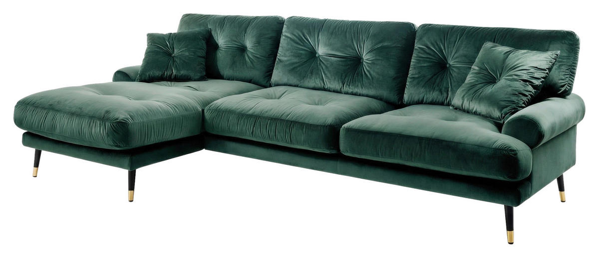 ECKSOFA Eckteil  TOKIO-REC.2S Grün Samt  - Grün, MODERN, Holz/Textil (275/157cm) - MID.YOU