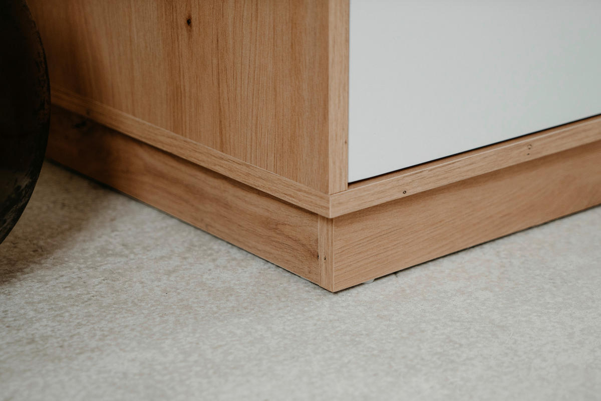 KOMODA   79/88/40 cm   hrast Artisan, bijela visoki sjaj  - bijela/hrast Artisan, Trend, drvni materijal (79/88/40cm)