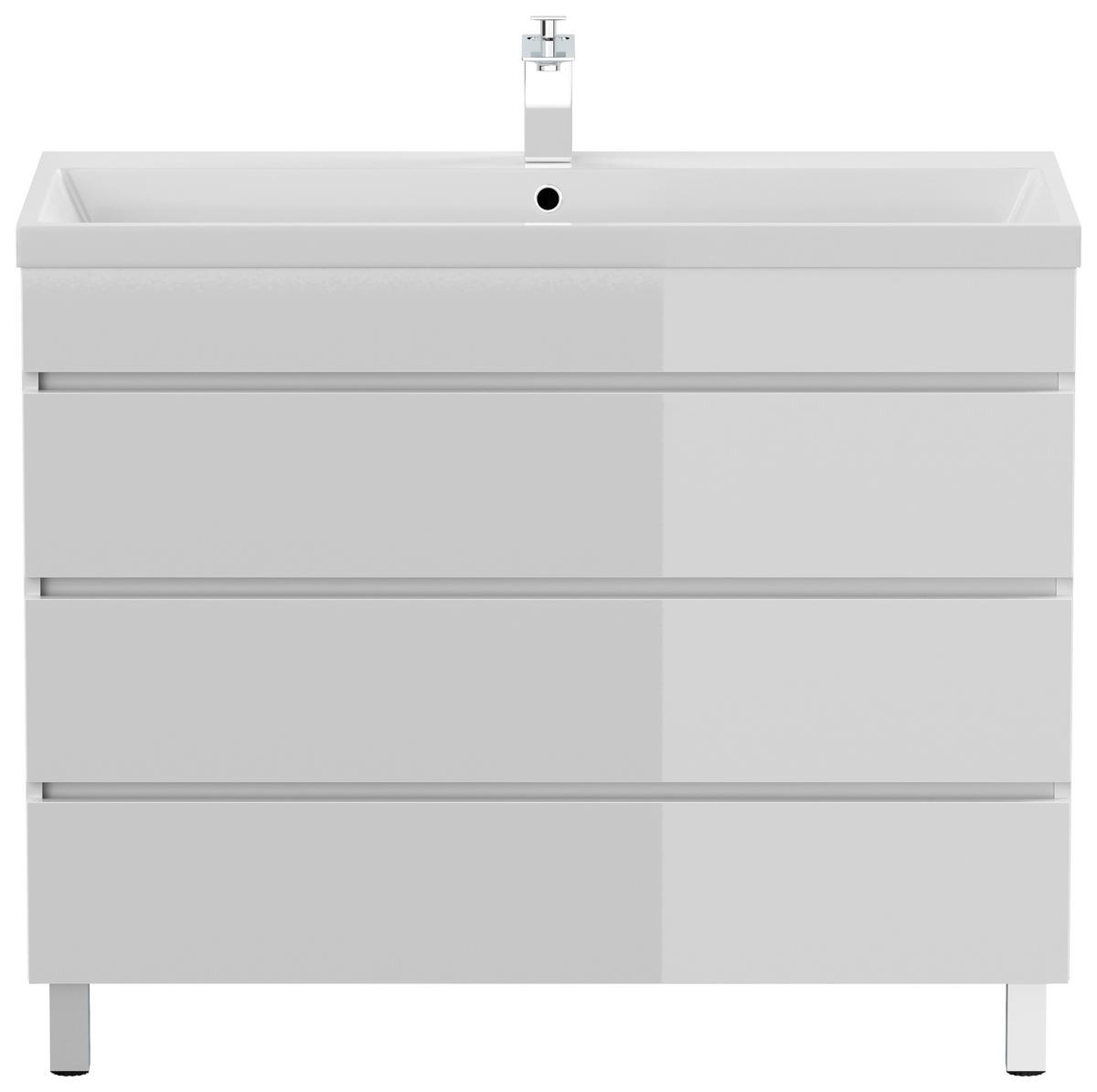 WASCHTISCHKOMBI 100 cm  - Weiß Hochglanz/Weiß, Basics, Holzwerkstoff/Stein (100cm) - MID.YOU