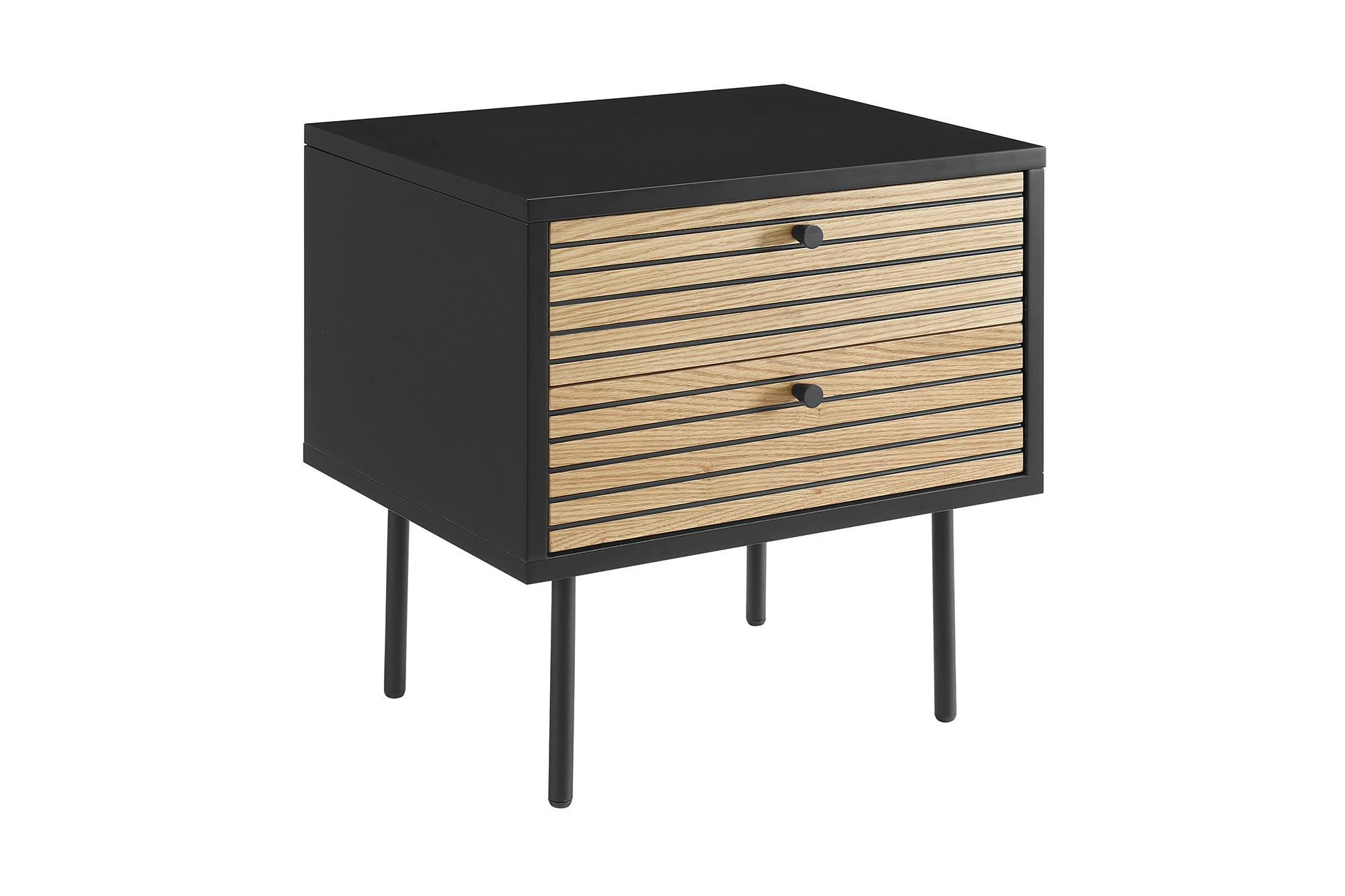 NACHTTISCH 50/50/40 cm Eiche furniert - Eichefarben/Schwarz, Design, Holz/Holzwerkstoff (50/50/40cm) - Livetastic