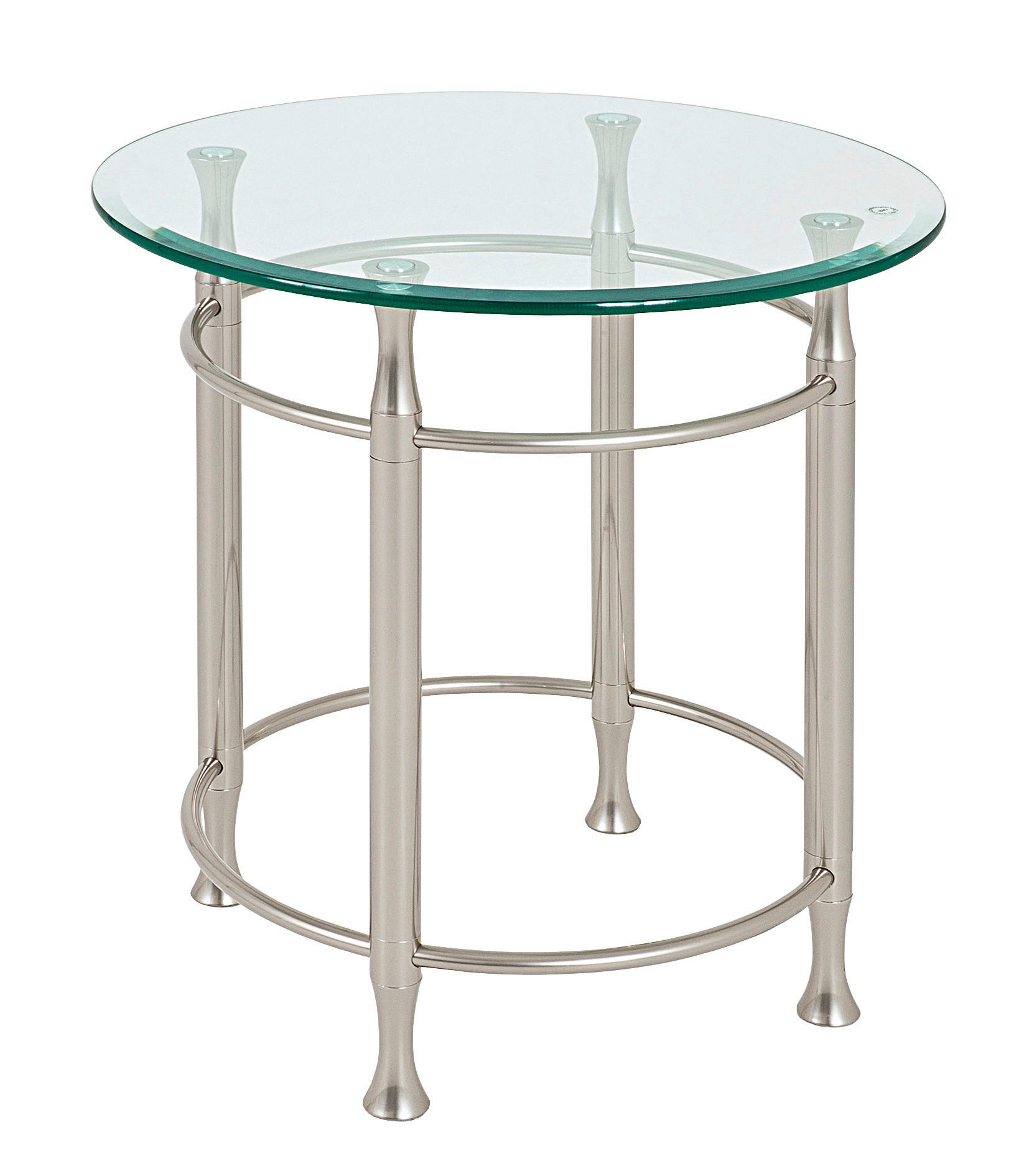 BEISTELLTISCH rund Edelstahlfarben - Edelstahlfarben, Basics, Glas/Metall (50/50/52cm)