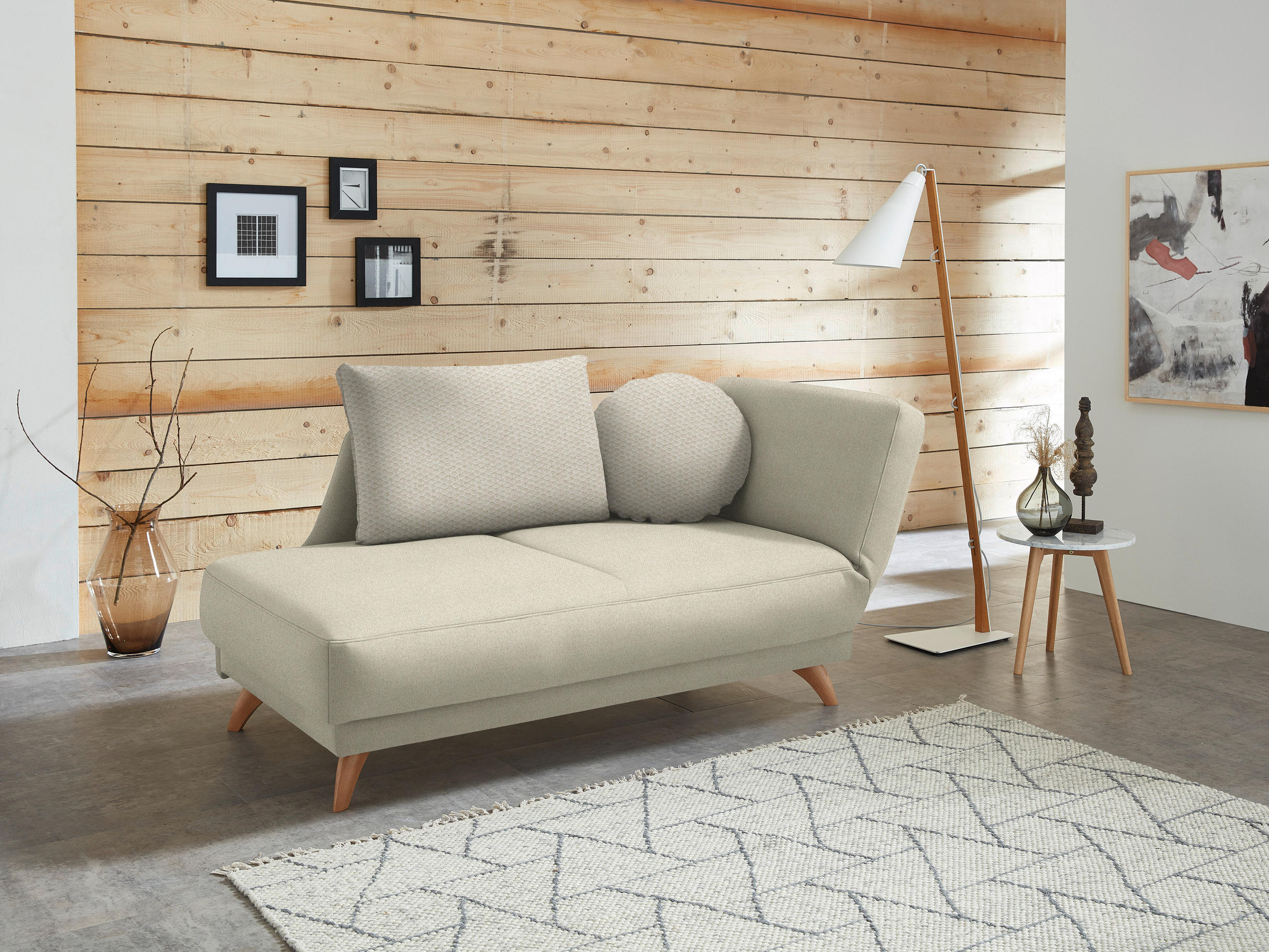 RÉCAMIERE in Flachgewebe Beige  - Beige, Design, Holz/Textil (205/87/94cm) - Bali