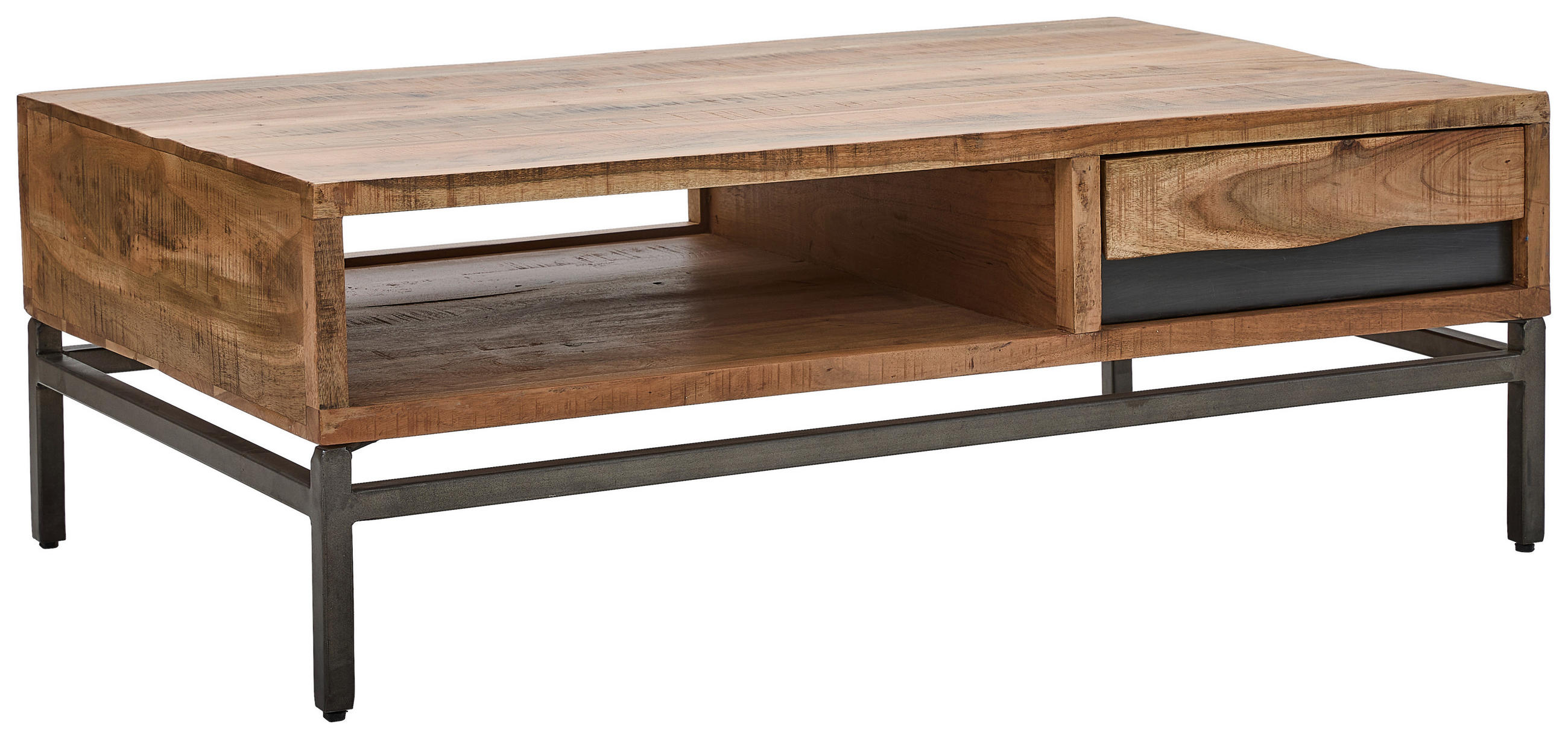 COUCHTISCH in Holz, Metall  - Grau/Akaziefarben, Konventionell, Holz/Metall (118/40/70cm) - Livetastic