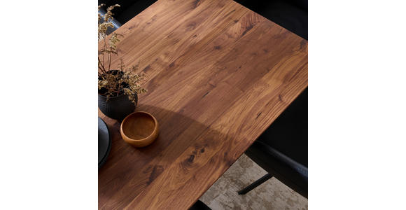 ESSTISCH in Holz, Metall 180-265/100/75 cm  - Nussbaumfarben/Schwarz, Natur, Holz/Metall (180-265/100/75cm) - Linea Natura