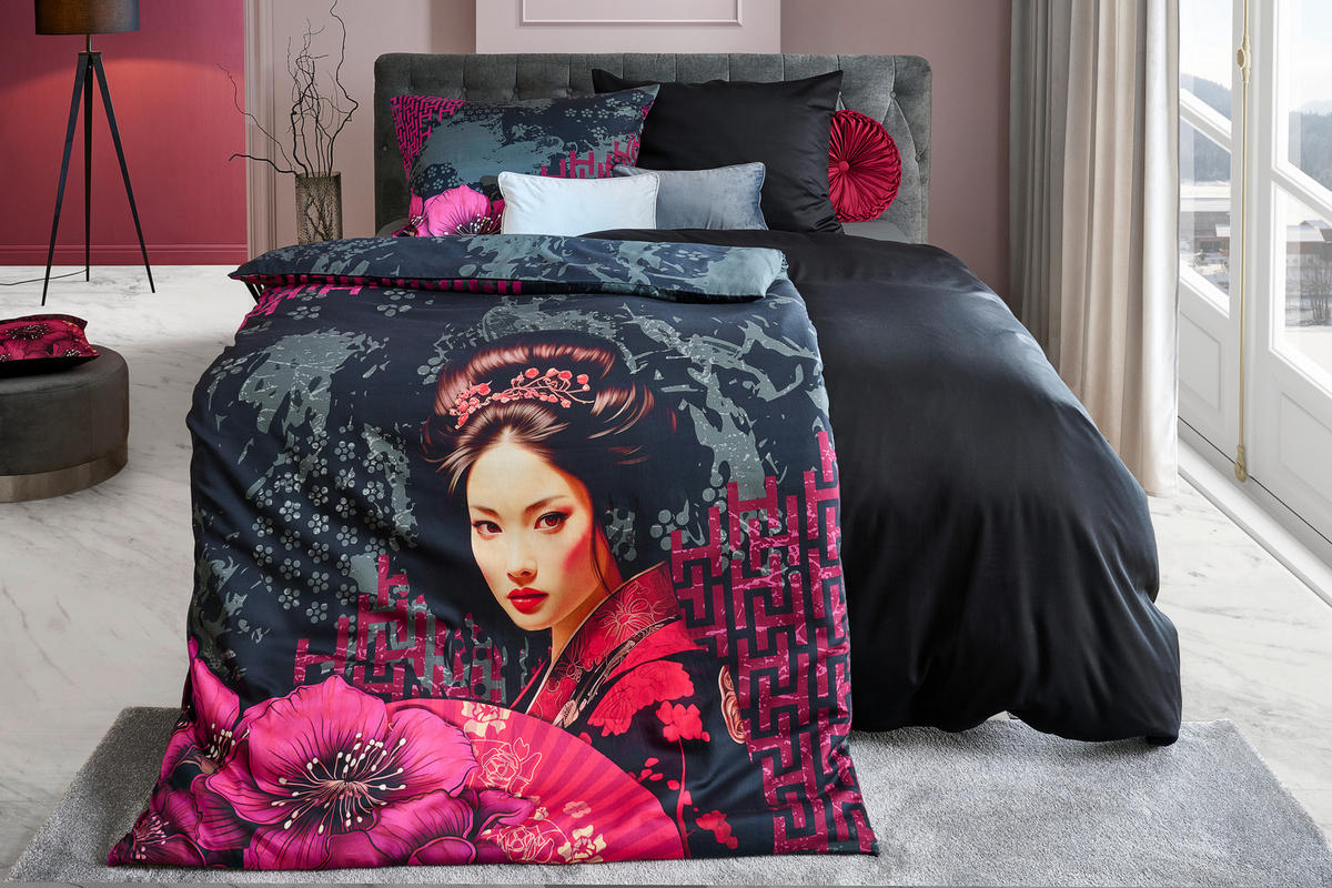 VÄNDBART PÅSLAKANSET satin 150/210 cm  - svart, Trend, textil (150/210cm) - Esposa