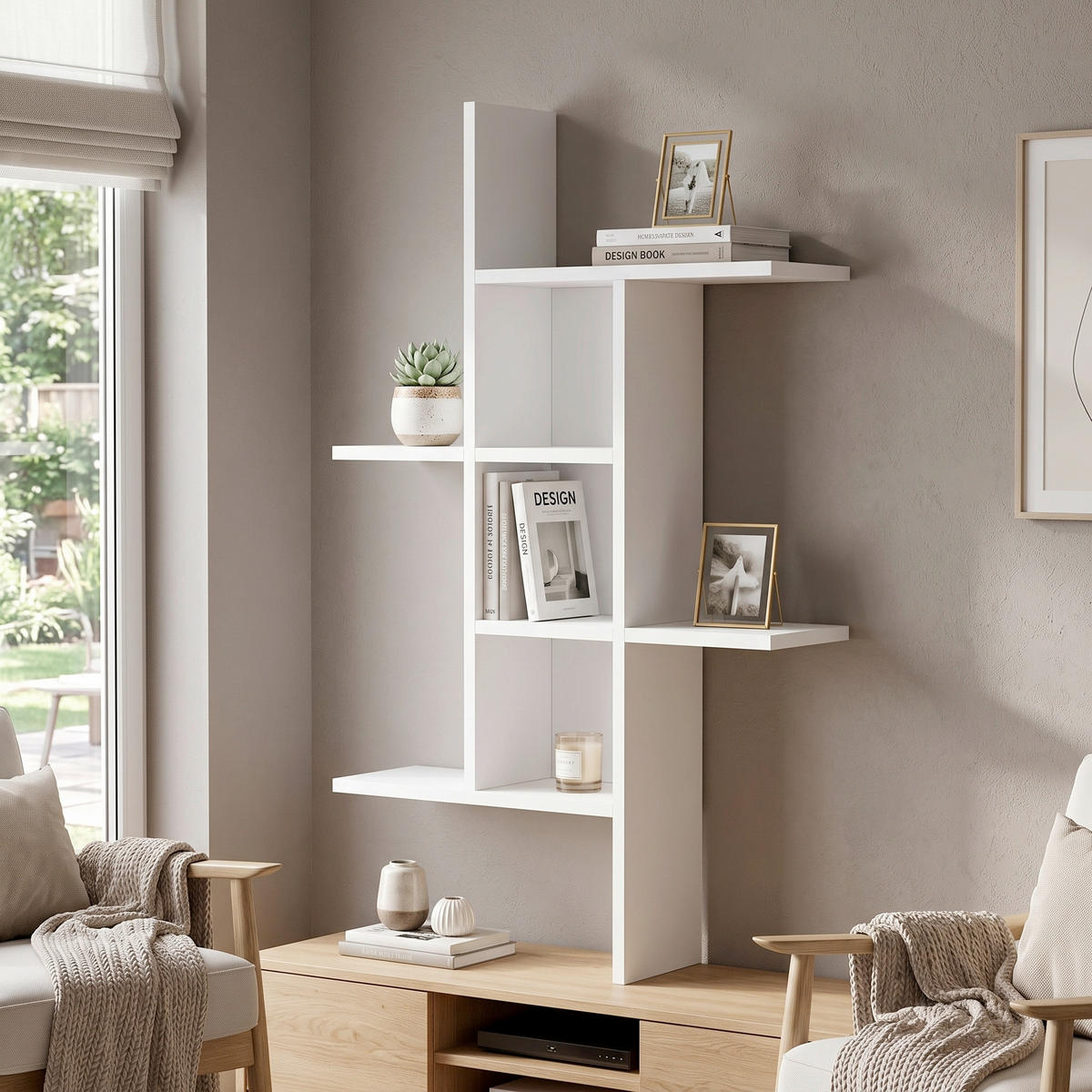 WANDREGAL  - Weiß, Design, Holzwerkstoff (68/113/20cm) - Livetastic