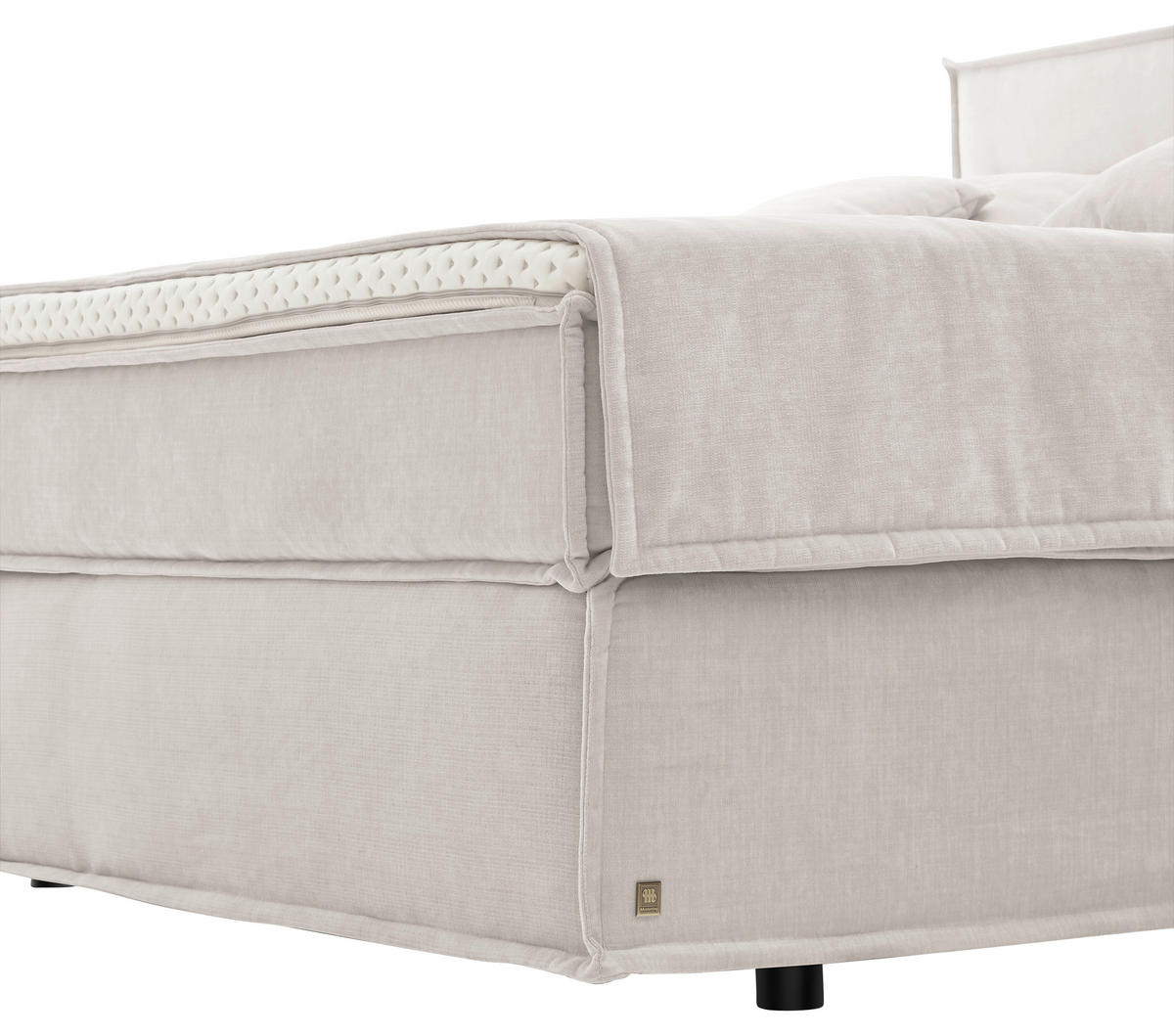 BOXSPRINGBETT 180/200 cm  in Weiß  - Schwarz/Weiß, Design, Textil (180/200cm) - Musterring