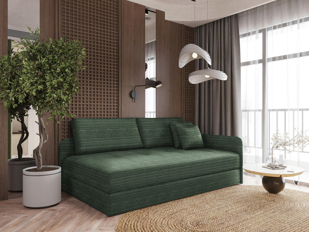LIEGE Velours Olivgrün  - Schwarz/Olivgrün, KONVENTIONELL, Kunststoff/Textil (205/80/95cm) - Xora