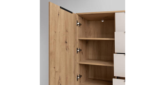 SIDEBOARD  130/87/40 cm 4 Schublade(n)  - Kaschmir/Schwarz, KONVENTIONELL, Holzwerkstoff/Metall (130/87/40cm) - Carryhome