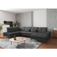 WOHNLANDSCHAFT Dunkelgrau Flachgewebe  - Dunkelgrau/Schwarz, KONVENTIONELL, Textil/Metall (231/357/185cm) - Sit & More