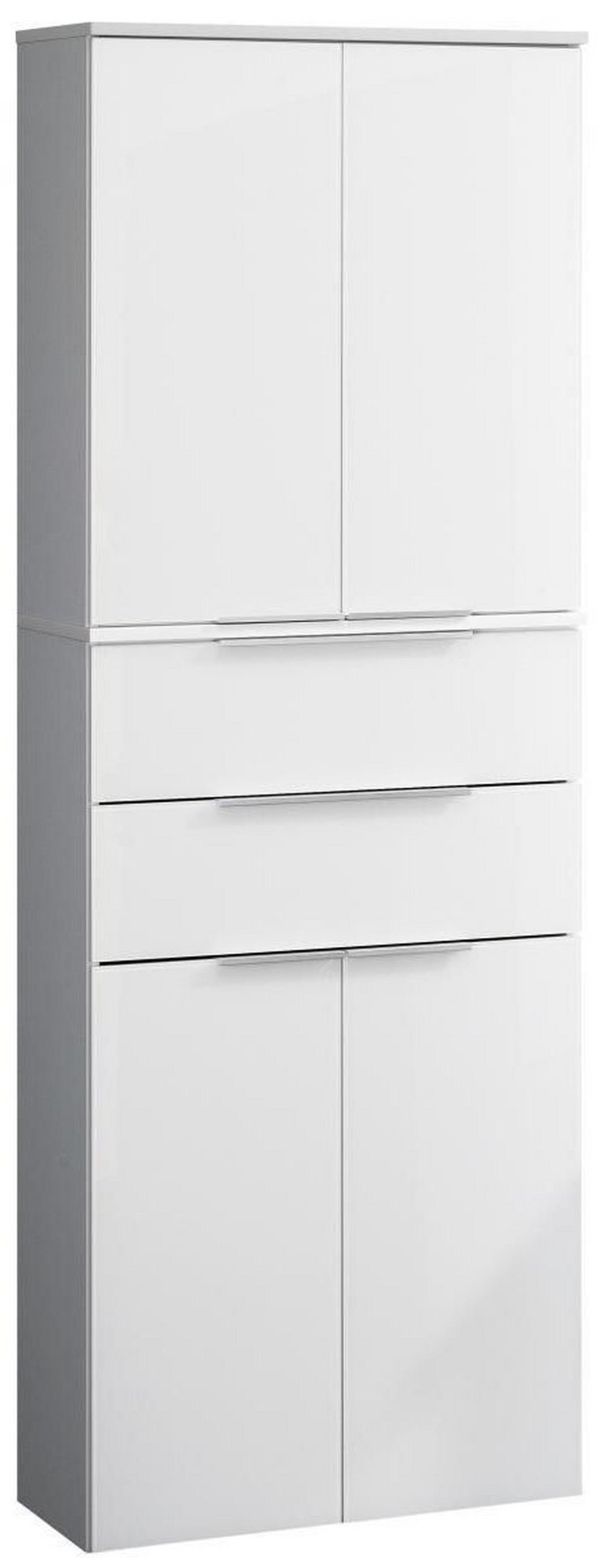 HOCHSCHRANK 61/176/32 cm  - Silberfarben/Weiß, MODERN, Glas/Holzwerkstoff (61/176/32cm) - MID.YOU