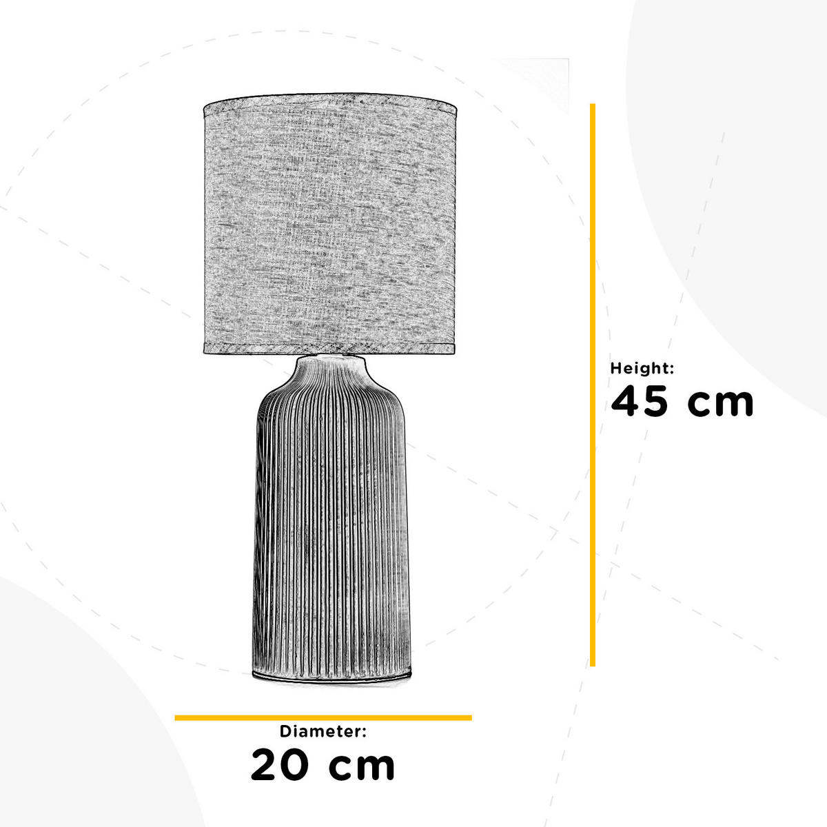 TISCHLEUCHTE 20/45 cm   - Creme, Design, Keramik/Textil (20/45cm)