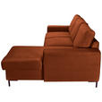 ECKSOFA Rostfarben Cord Rückenkissen, Bettkasten, Schlaffunktion, Rücken echt, Liegefläche im Originalstoff  - Rostfarben/Schwarz, KONVENTIONELL, Textil/Metall (240/150cm) - Carryhome