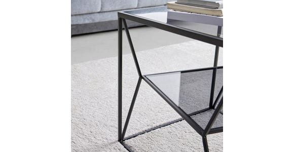 BEISTELLTISCH 40/40/45 cm Grau, Schwarz quadratisch  - Schwarz/Grau, Design, Glas/Metall (40/40/45cm) - Landscape