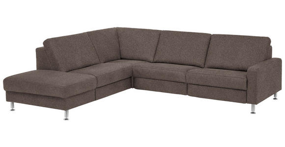 ECKSOFA in Mikrofaser Braun  - Alufarben/Braun, Design, Textil/Metall (242/275cm) - Dieter Knoll