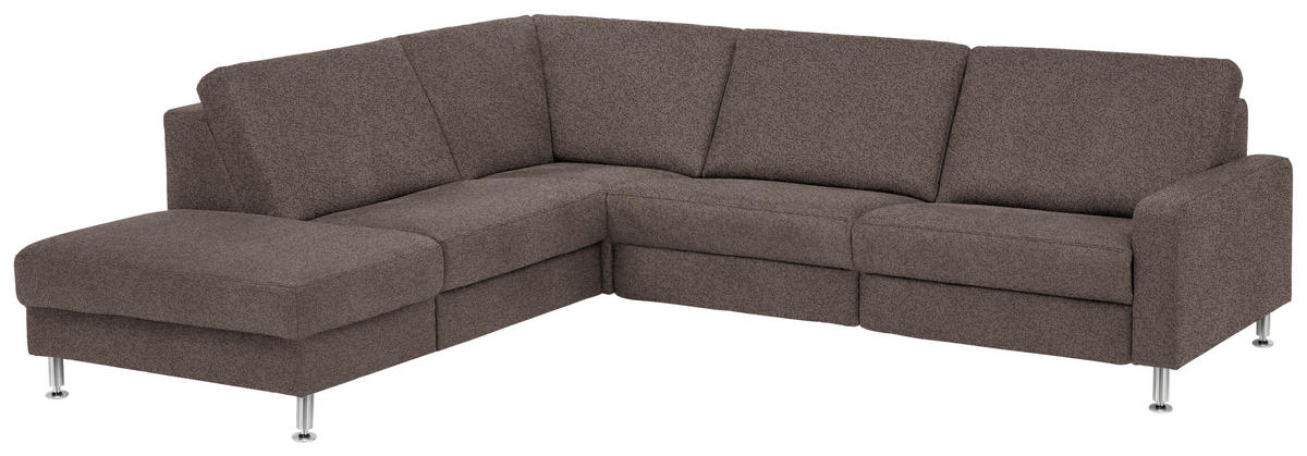 ECKSOFA in Mikrofaser Braun  - Alufarben/Braun, Design, Textil/Metall (242/275cm) - Dieter Knoll