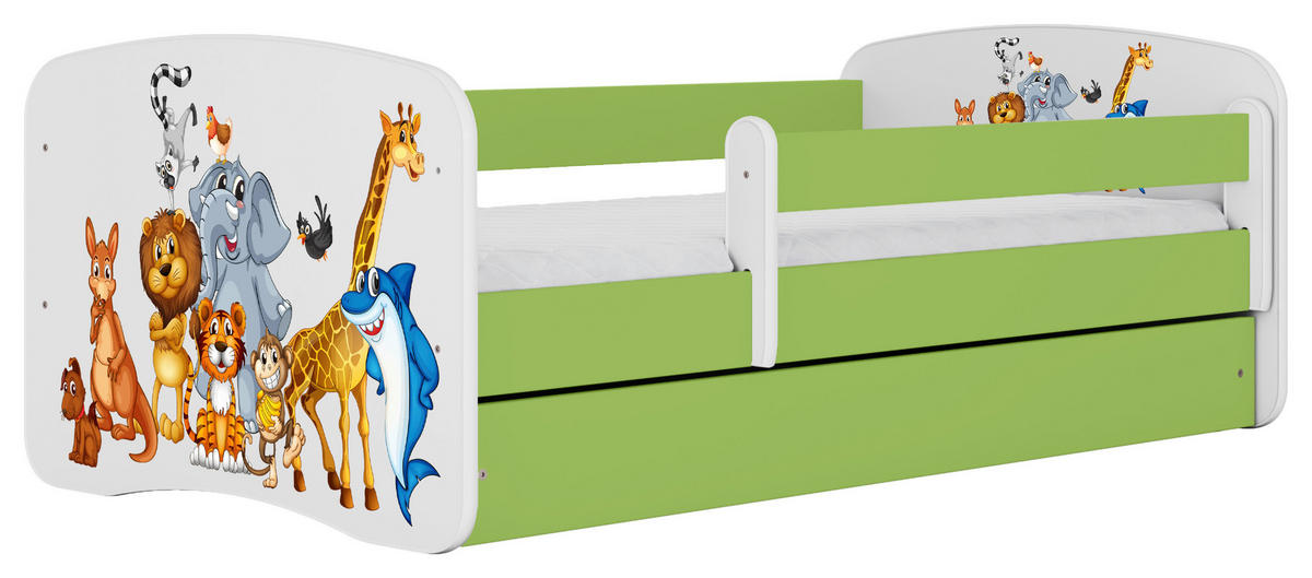 KINDER-/JUNIORBETT 80/160 cm  in Grün, Weiß  - Birkefarben/Weiß, MODERN, Holz/Holzwerkstoff (80/160cm) - MID.YOU