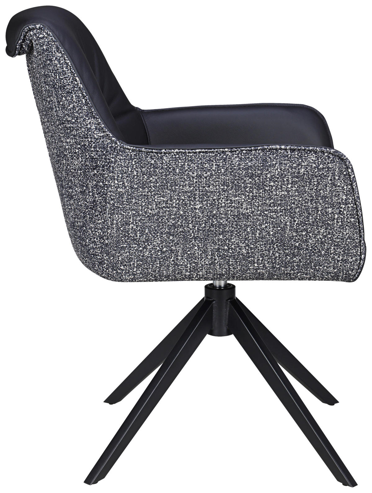 ARMLEHNSTUHL  in Eisen Webstoff Echtleder pigmentiert  - Schwarz, Design, Leder/Textil (61/64/84,5cm) - Valdera