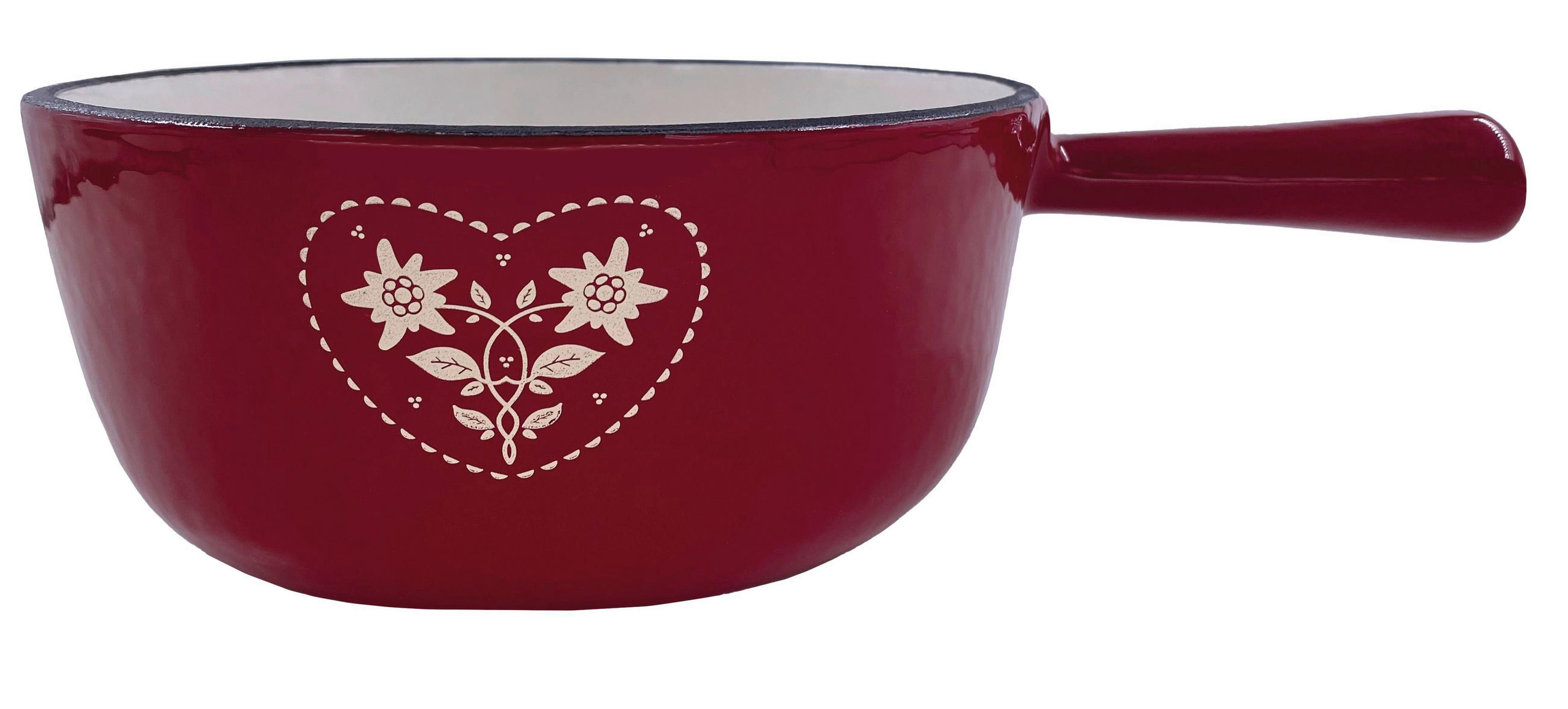 FONDUEPFANNE Heidi Cheese Line: Folk  - Weiss/Rot, Basics, Metall (20cm) - Heidi Cheese Line