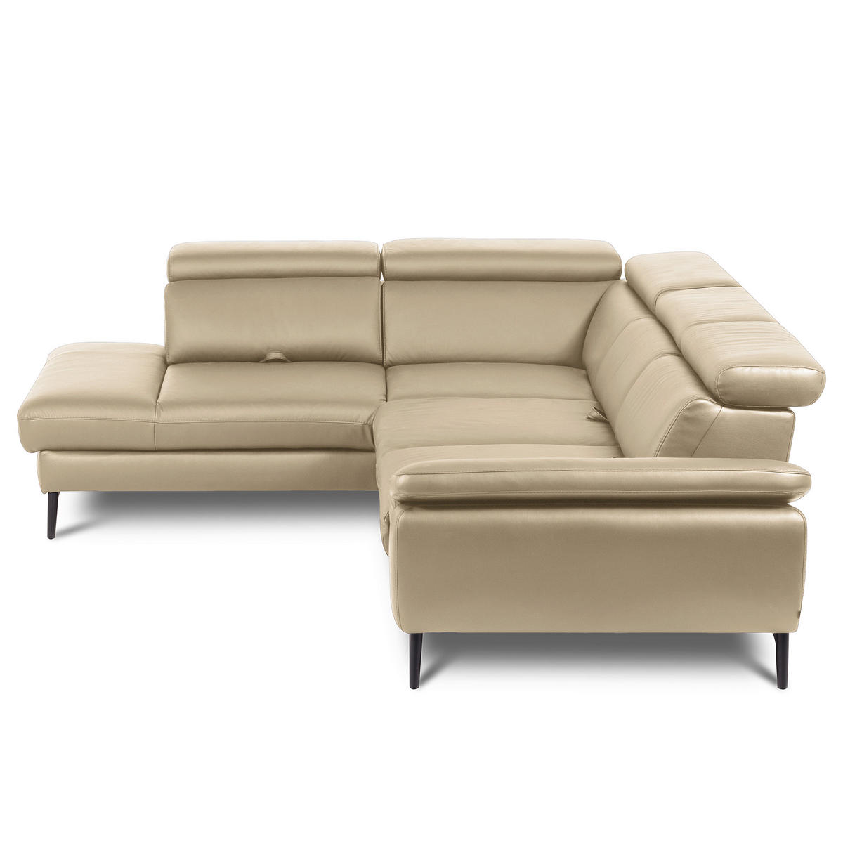 ECKSOFA  in Lederlook Echtleder Hellgrau  220/274 cm  - Hellgrau/Schwarz, Design, Leder/Textil (220/274cm) - Livetastic