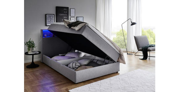 BOXSPRINGBETT 120/200 cm in Hellgrau - Hellgrau/Schwarz, Design, Holz/Textil (120/200cm) - Xora