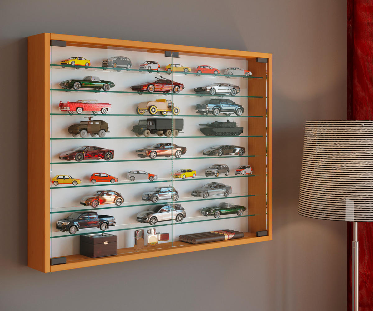 HÄNGEVITRINE in Buchefarben  - Buchefarben/Schwarz, MODERN, Glas/Holzwerkstoff (80/60/10cm) - MID.YOU