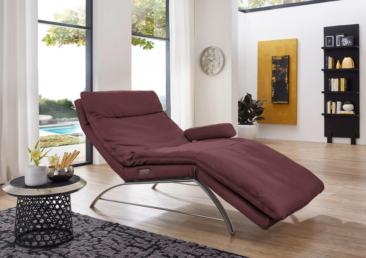 RELAXLIEGE in Echtleder Bordeaux  - Bordeaux/Alufarben, Basics, Leder (95/91/170cm) - Chilliano