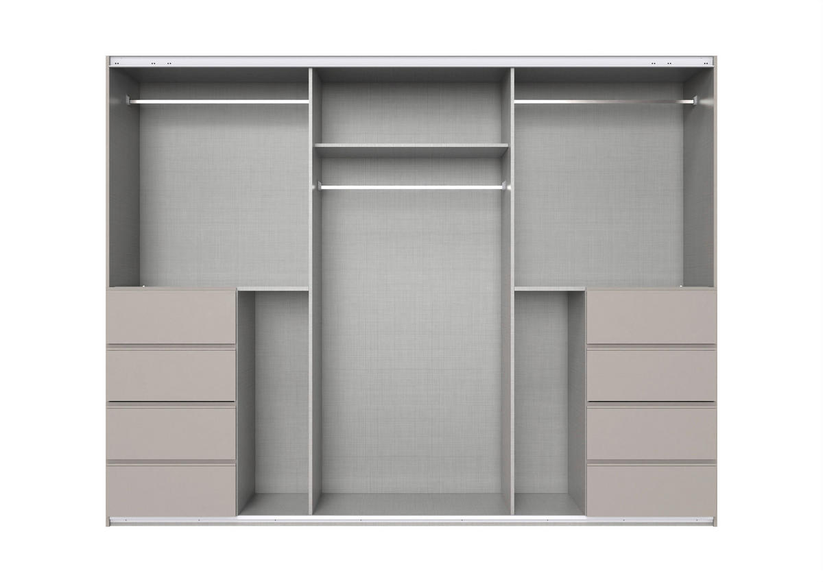 SCHWEBETÜRENSCHRANK  in Grau, Sahara  - Schwarz/Grau, KONVENTIONELL, Glas/Holzwerkstoff (270/208/64cm) - Boxxx