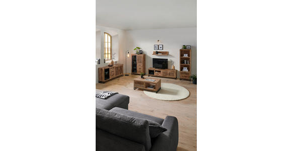 SIDEBOARD 175/80/40 cm in Naturfarben, Hellbraun - Hellbraun/Schwarz, Design, Glas/Holz (175/80/40cm) - Carryhome
