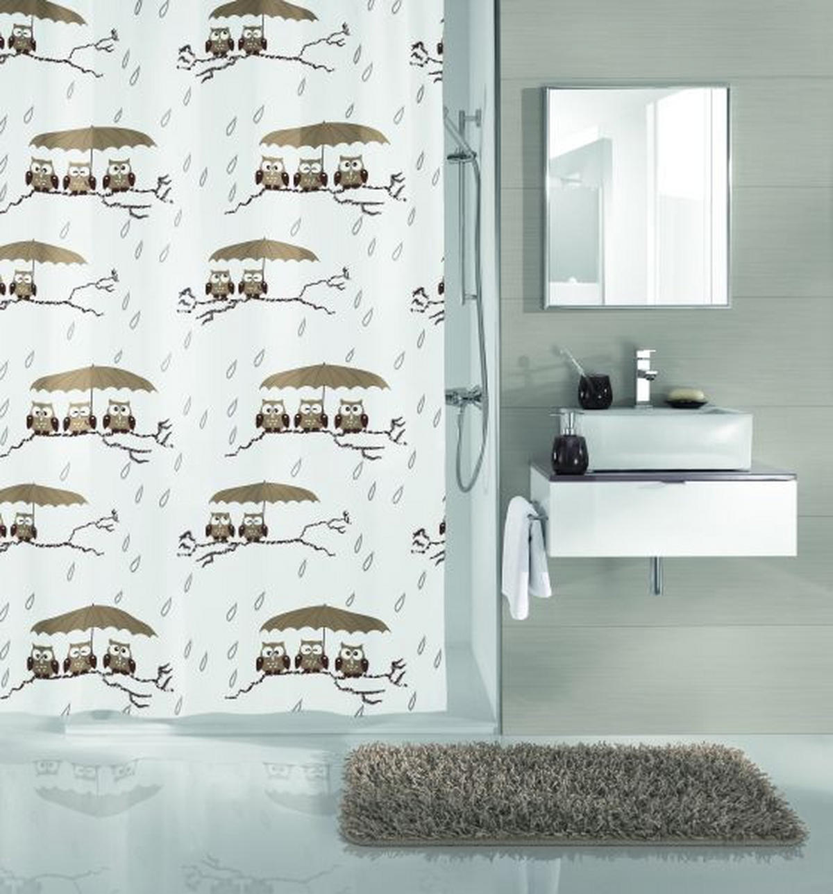 ZUHANYFÜGGÖNY 180/200 cm  - taupe, Konventionell, műanyag (180/200cm) - Kleine Wolke