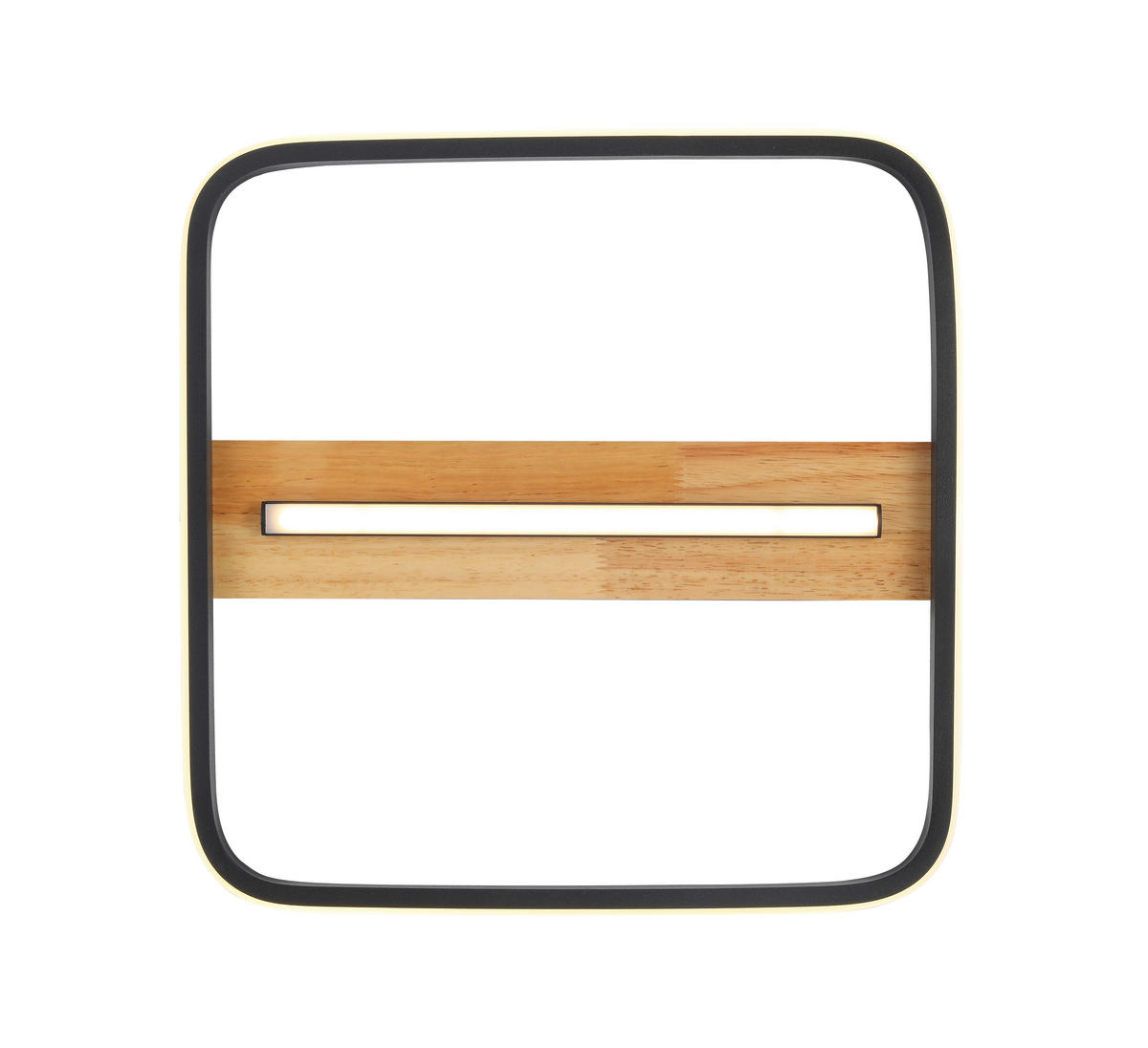 LED MENNYEZETI LÁMPA - fekete/tölgyfa, Basics, műanyag/fa (39/39/6cm) - Novel