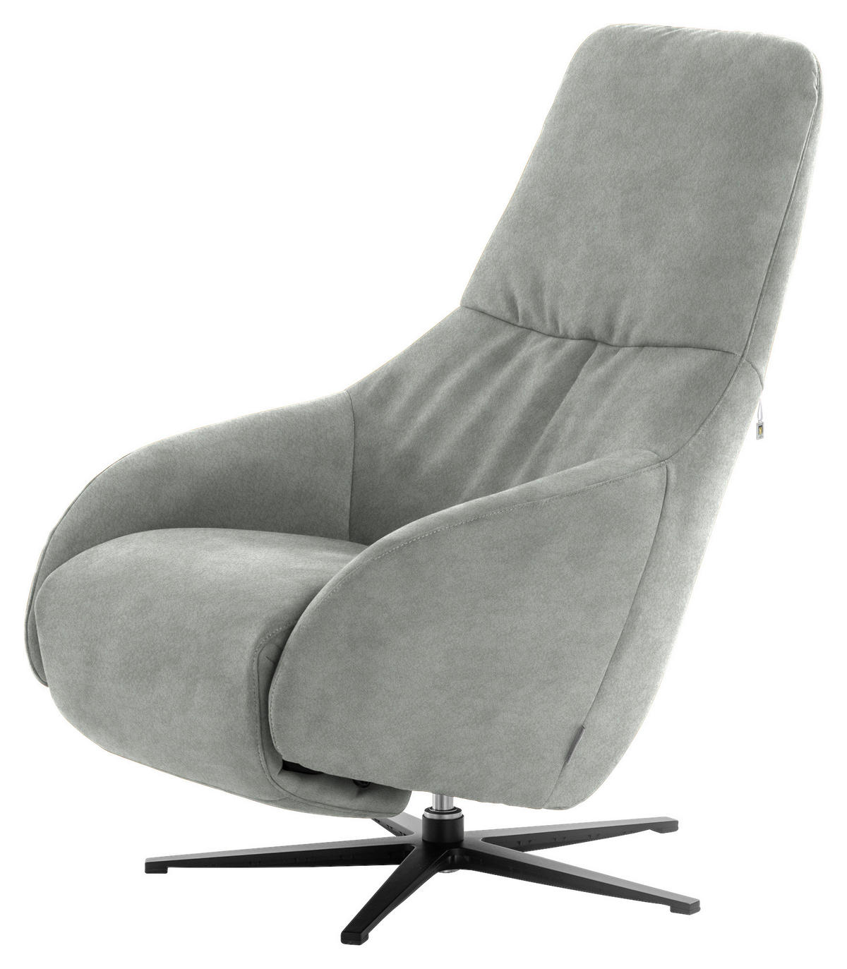 RELAXSESSEL in Textil Hellgrau  - Hellgrau/Schwarz, Design, Textil/Metall (77/108/95cm) - Chilliano