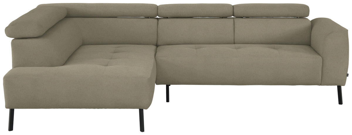 ECKSOFA in Chenille Beige  205/280 cm  - Beige/Schwarz, Design, Textil/Metall (205/280cm) - Xora