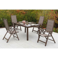 GARTENTISCHGRUPPE beschichtet Aluminium  - Taupe/Braun, KONVENTIONELL, Glas/Textil - Gardenson