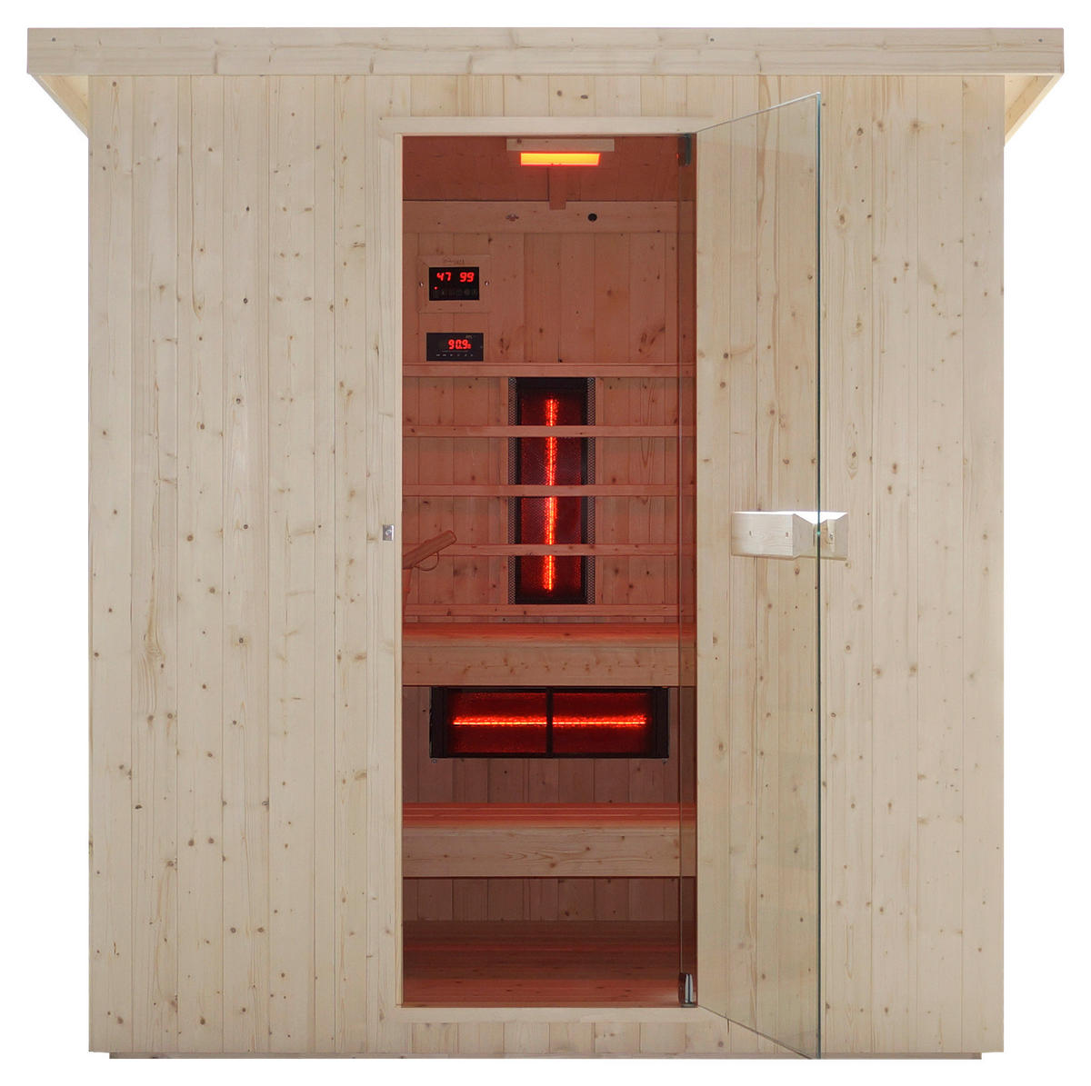 INFRAROTKABINE für 4-6 Personen Lahti  - Fichtefarben, KONVENTIONELL, Holz (198/181,5/202,2cm) - Sanotechnik