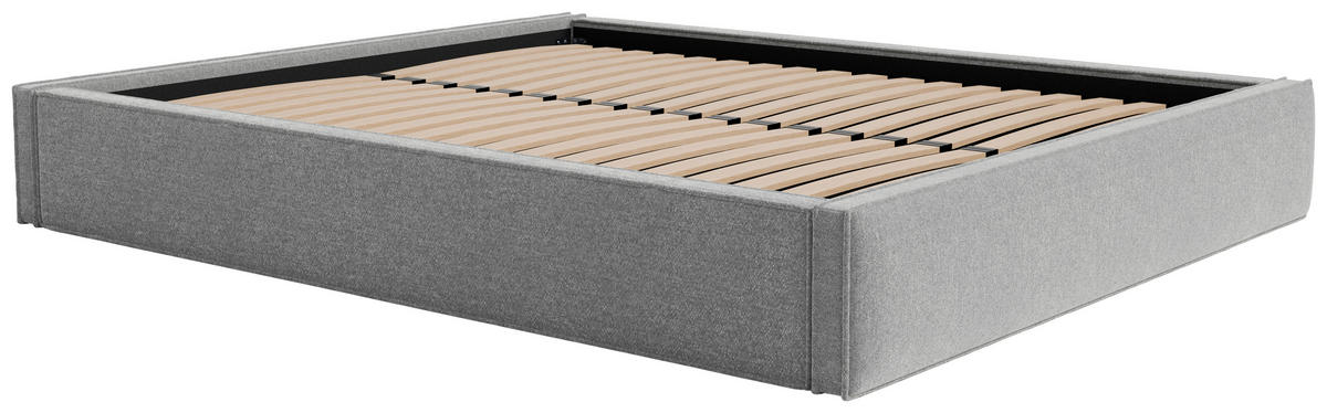 POLSTERBETT 120/200 cm,  in Hellgrau, Lattenrost, Bettkasten,  - Hellgrau/Schwarz, Design, Holz/Textil (120/200cm) - Chameo