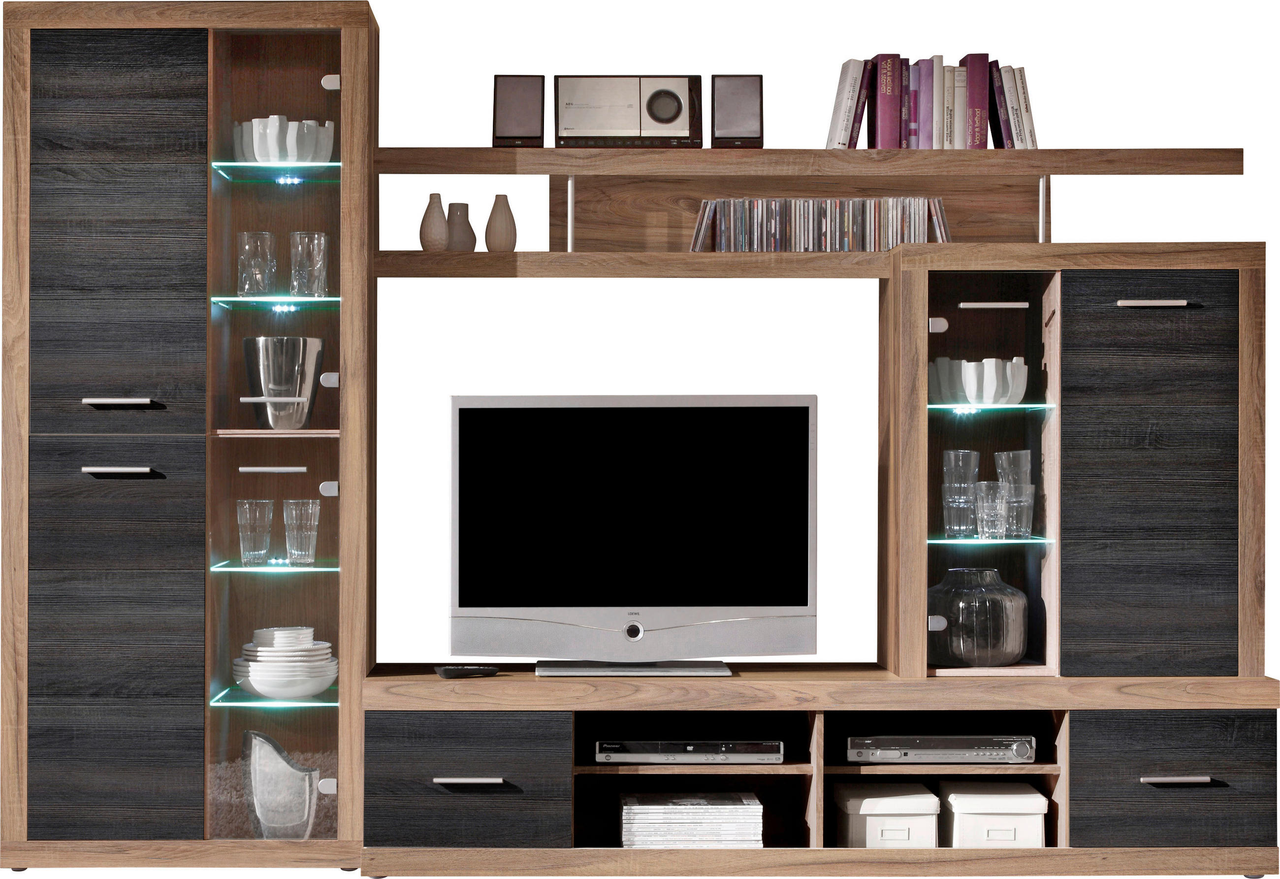 SET MOBILA LIVING in nucă  - nucă, Design, material pe bază de lemn (285/195/40cm) - Xora