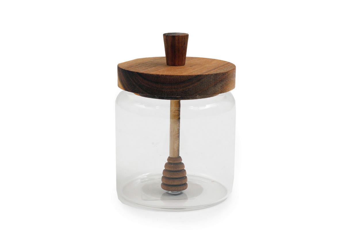 MÉZESCSUPOR   - világosbarna, Basics, Üveg/fa (9/12.5/9cm)