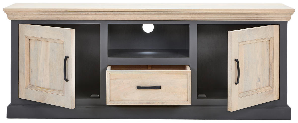 SIDEBOARD Kigali  in 160/60/40 cm  - Schwarz/Naturfarben, Natur, Holz/Metall (160/60/40cm) - Livetastic