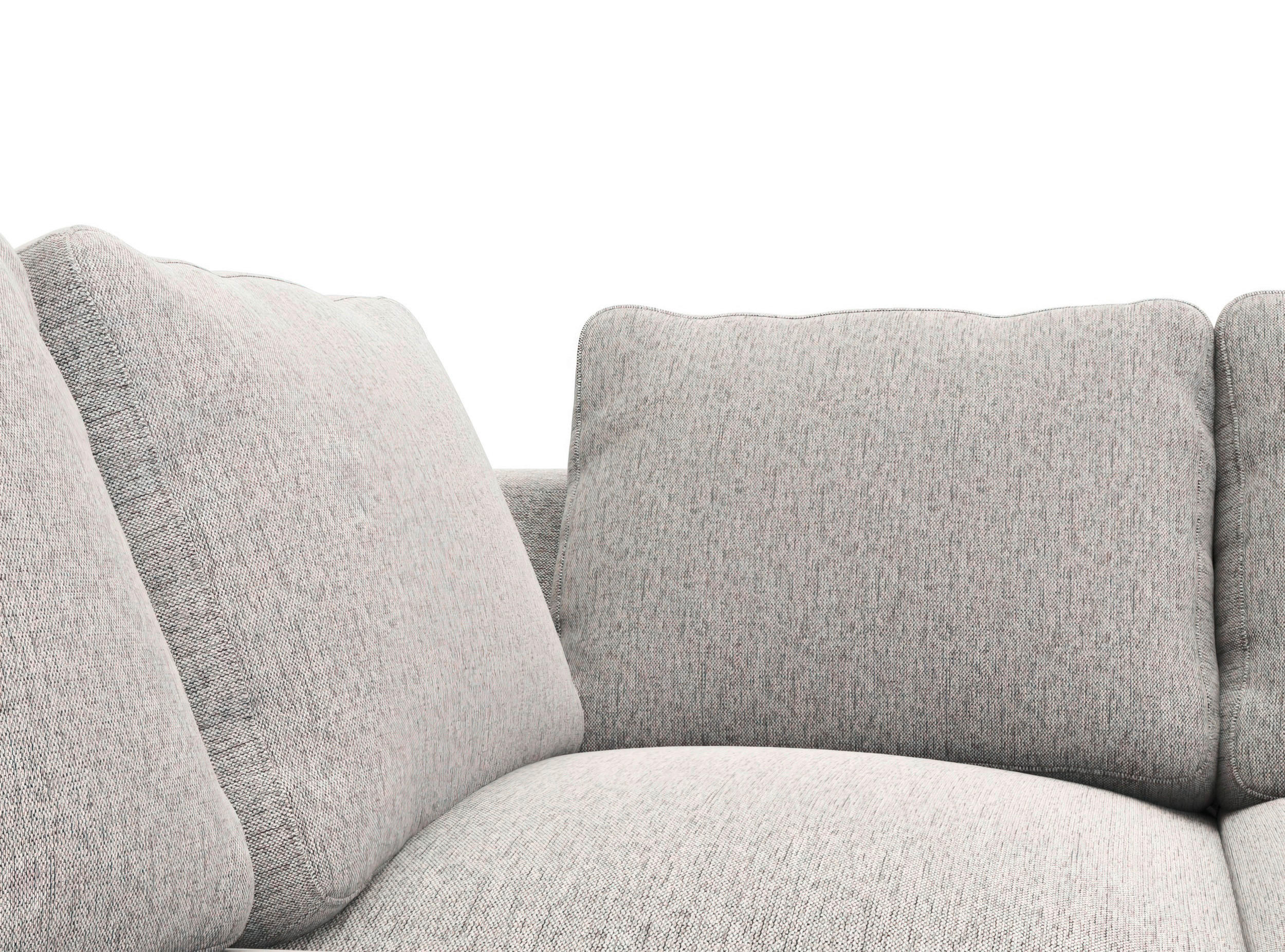 ECKSOFA Hellgrau Webstoff, Flachgewebe  - Hellgrau/Schwarz, Design, Textil/Metall (252/206cm) - Livetastic