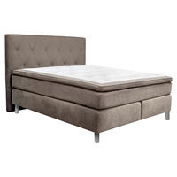 KONTINENTALSÄNG 180/200 cm  i beige  - beige/grå, Design, metall/trä (180/200cm) - Elegando