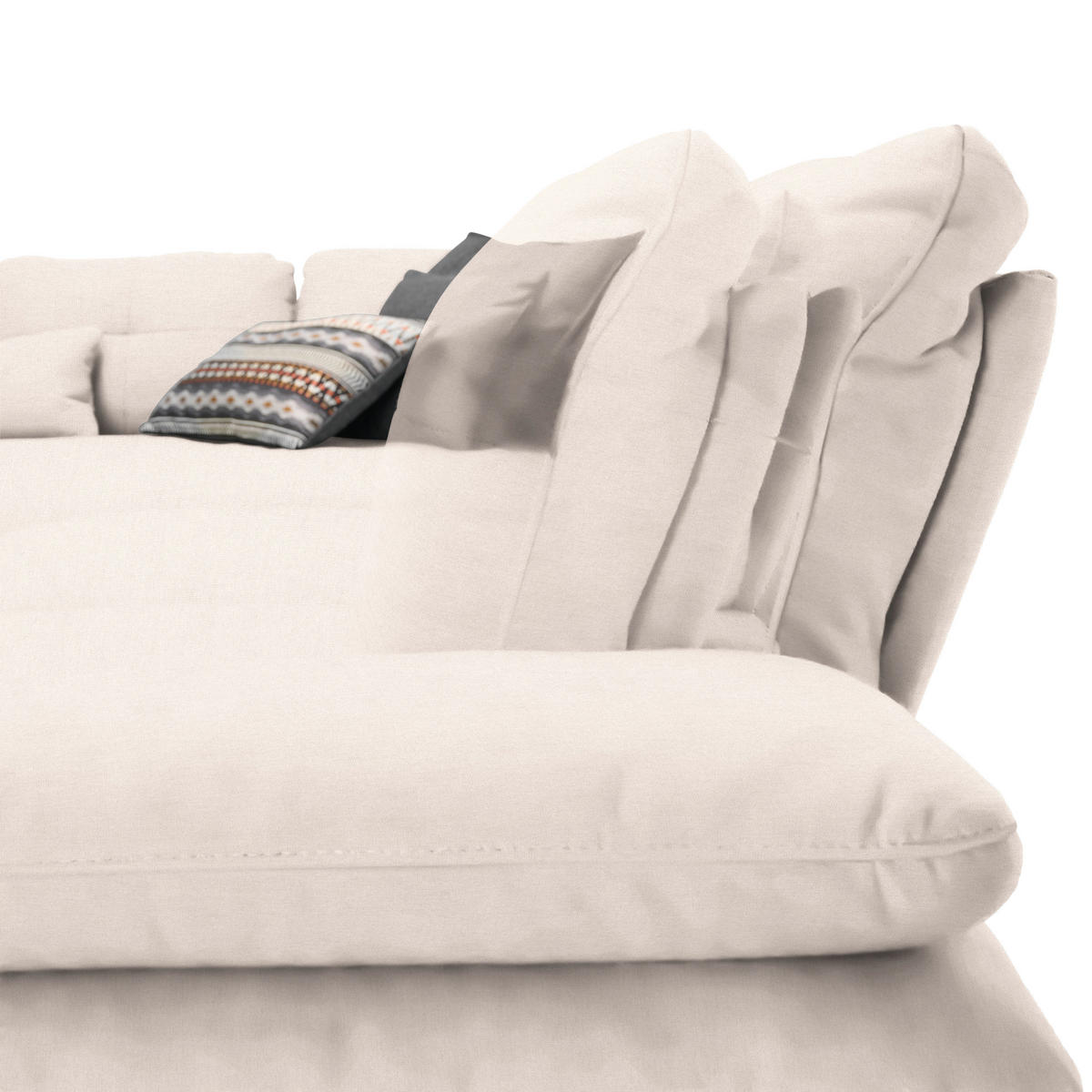 ECKSOFA in Flachgewebe Creme  271/344 cm  - Creme/Schwarz, Design, Textil/Metall (271/344cm) - Chilliano