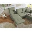 ECKSOFA  in Flachgewebe Salbeigrün Armteilverstellung, Relaxfunktion, Drehsitzfunktion  255-365/175-224 cm  - Salbeigrün/Schwarz, Design, Textil/Metall (255-365/175-224cm) - Dieter Knoll