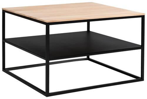 COUCHTISCH Eiche massiv 65/65/41,5 cm quadratisch Schwarz, Eichefarben  - Eichefarben/Schwarz, Design, Holz/Metall (65/65/41,5cm) - Johann Jakob