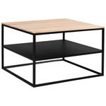 COUCHTISCH Eiche massiv 65/65/41,5 cm quadratisch Schwarz, Eichefarben  - Eichefarben/Schwarz, Design, Holz/Metall (65/65/41,5cm) - Johann Jakob