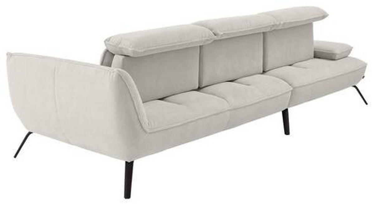 ECKSOFA in Cord Creme  - Creme/Schwarz, Design, Textil/Metall (301/202cm) - Moderano