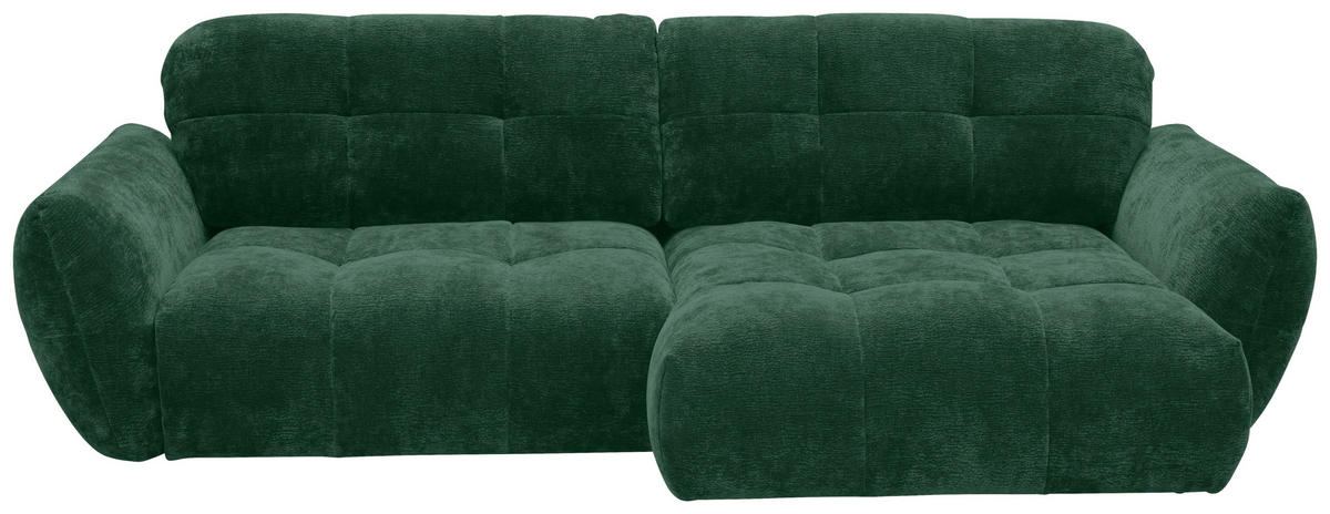 ECKSOFA NIVO Dunkelgrün Chenille Rücken echt  - Dunkelgrün/Schwarz, MODERN, Kunststoff/Textil (312/175cm) - Livetastic