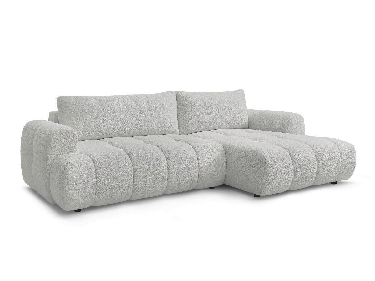 ECKSCHLAFSOFA FUJI Bouclé Hellgrau  inkl.  - Hellgrau/Schwarz, MODERN, Kunststoff/Textil (292/160cm)